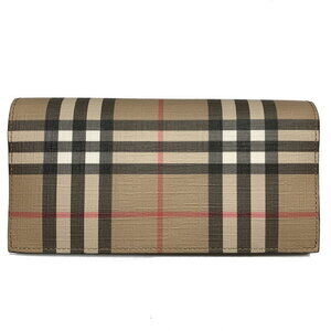 Burberry Wallet Beige Canvas Leather Long Bifold